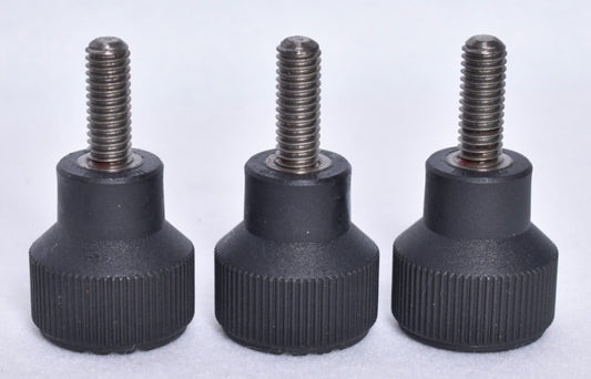 3 Count Kipp Novogrip Knurled Knobs Plastic Head 3/8" x 1" Shank 1-1/4" Head