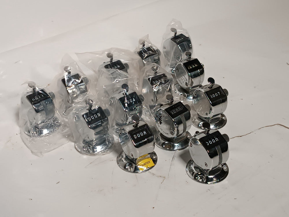 Lot of 13 Redington and Unbranded 4-Digit Tally Click Counter w/Base or Handheld