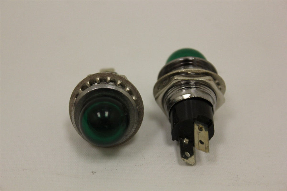 (2) VINTAGE SYLVANIA PILOT LIGHTS GREEN DOME 110/120V CLEAN