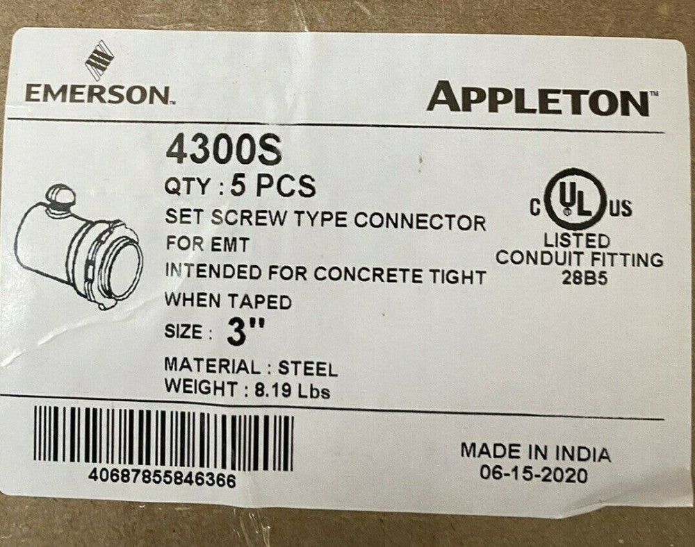 EMERSON 4300S SET SCREWS 3"   2 CASES PER LOT   5 PCS PER CASE