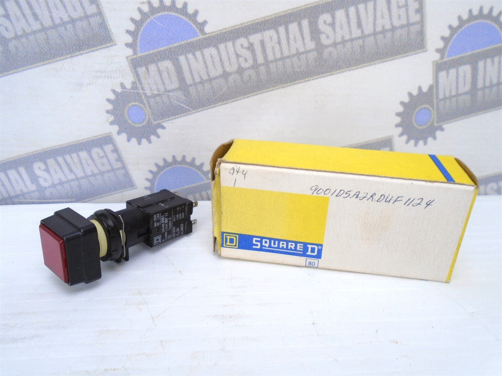 (New) SQUARE D -9001D5A2RDUF1124 - DUF11 - 110/220/380V 6A - RED SQ Push Button