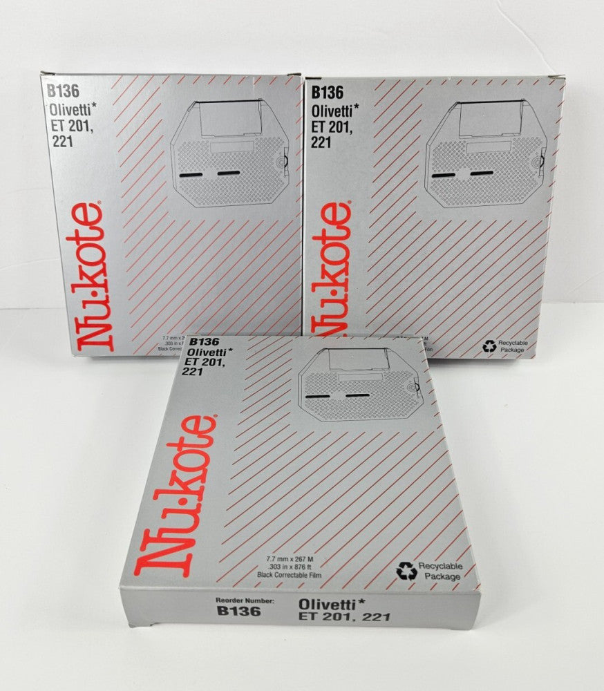 Nukote Nu-Kote B136 Replacement Ribbon Olivetti E201 221 7842224 Lot Of 3 New