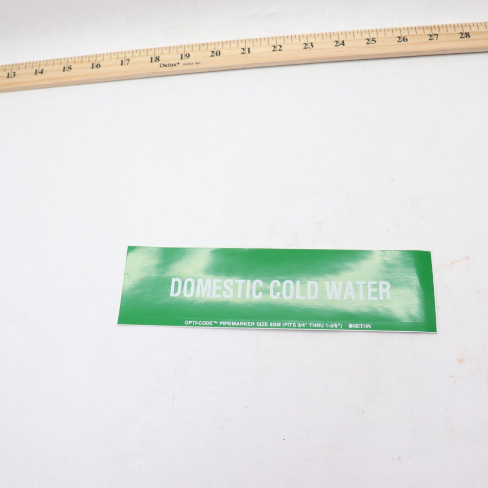 Pipe Marker Domestic Cold Water Vinyl 14"L x 2"H 1-1/4"