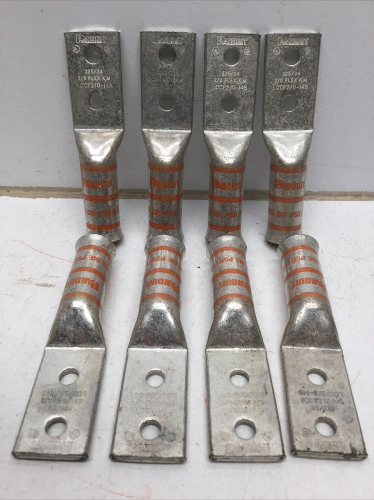 PANDUIT LCCF2/0-14B-X Two Hole Flex Compression Lug 2/0 K,M (LOT of 8) 1/4” Stud
