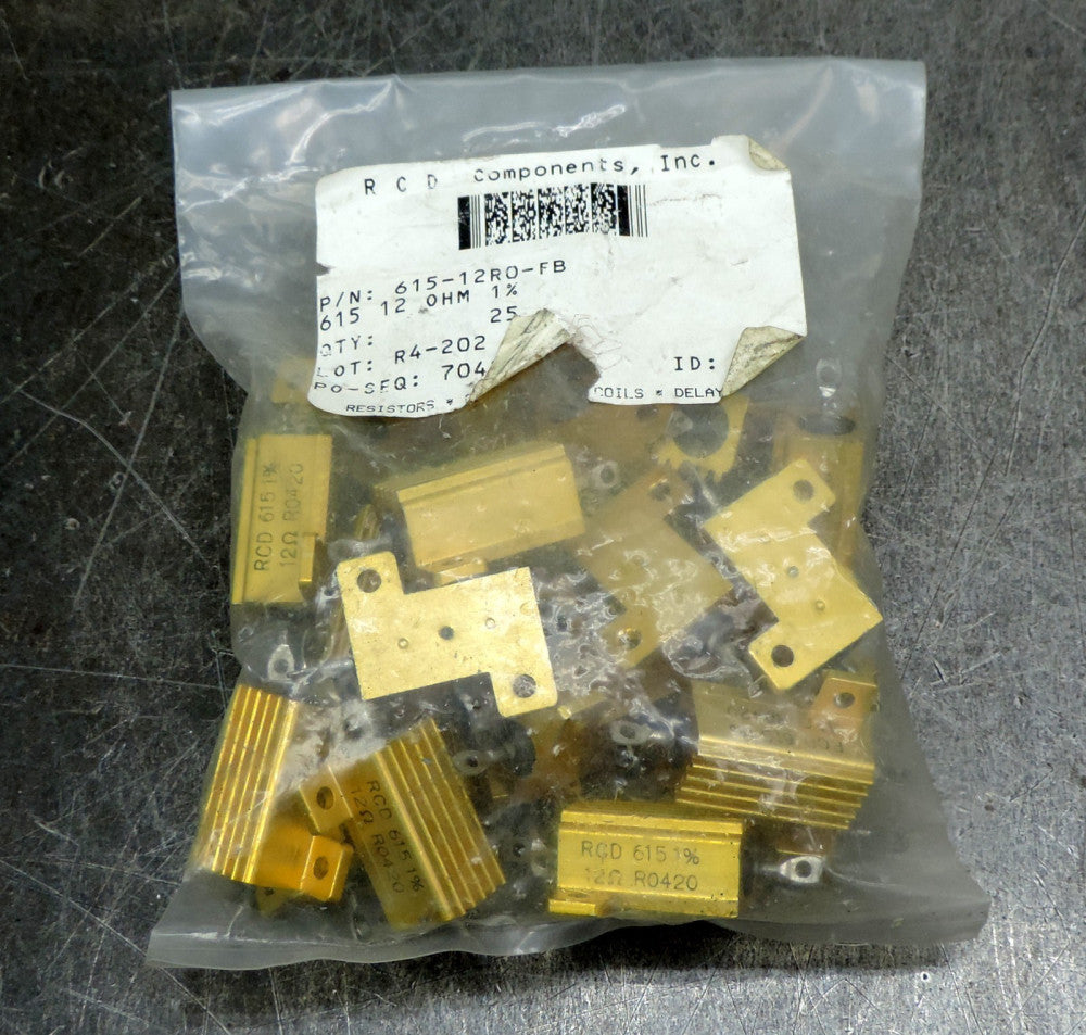 RCD Components Inc. 615-12R0-FB Wire Wound Resistor 12Ω Lot of Twenty-Five (25)