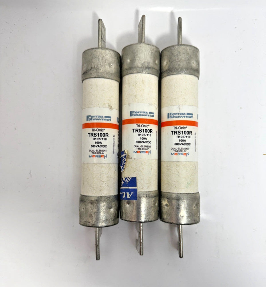 (Lot of 3) Ferraz Shawmut TRS100R 100A Fuse 600VAC/DC Dual-Element Time Delay