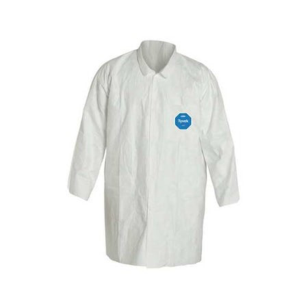 Dupont Ty212swh4x0008g1 Tyvek 400 Lab Coat, Tyvek(R) 400, Snaps Closure, White,