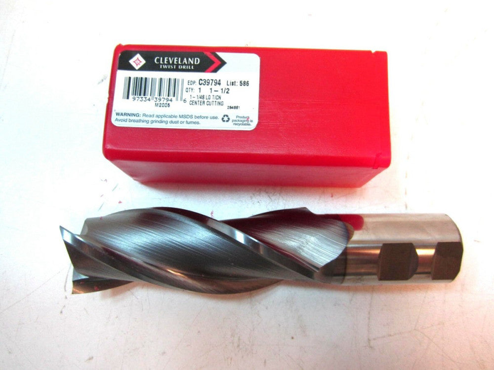 Cleveland (C39794) 1-1/2" HSS 3F TiCN CC Square End Mill 1-1/4 Shank 4" LOC