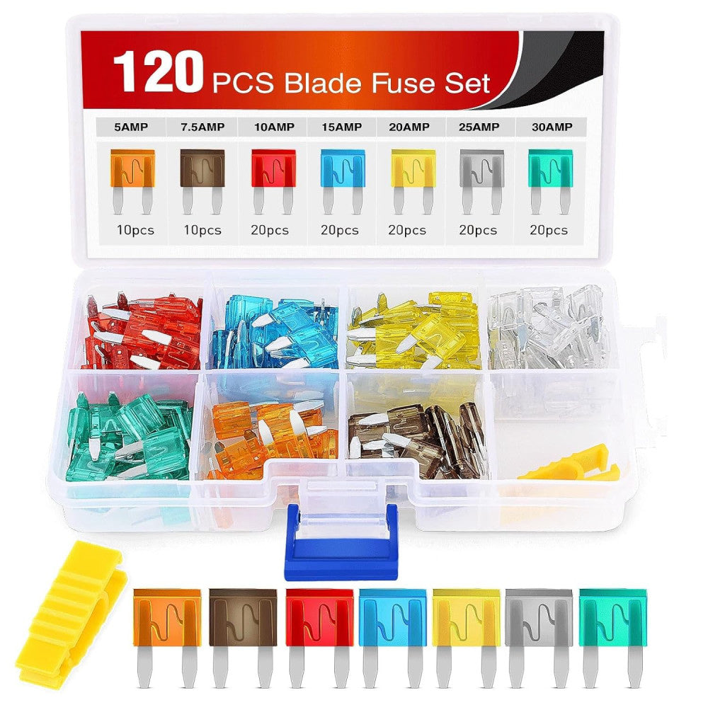 Nilight 120Pcs Blade Fuses Assortment 5, 7.5, 10, Mini ATM/APM 