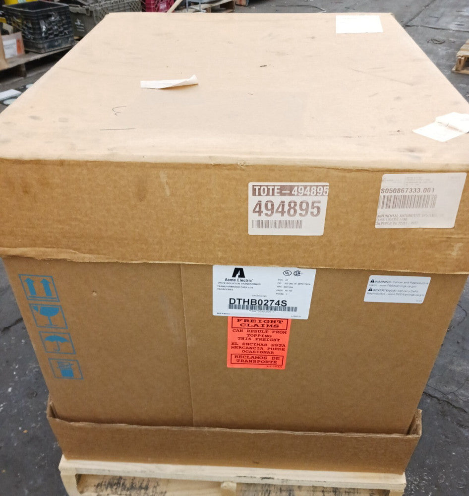 NEW ACME 27 KVA 3 PHASE ISOLATION TRANFORMER 575 HV DELTA 460Y/266 LV DTHB0274S