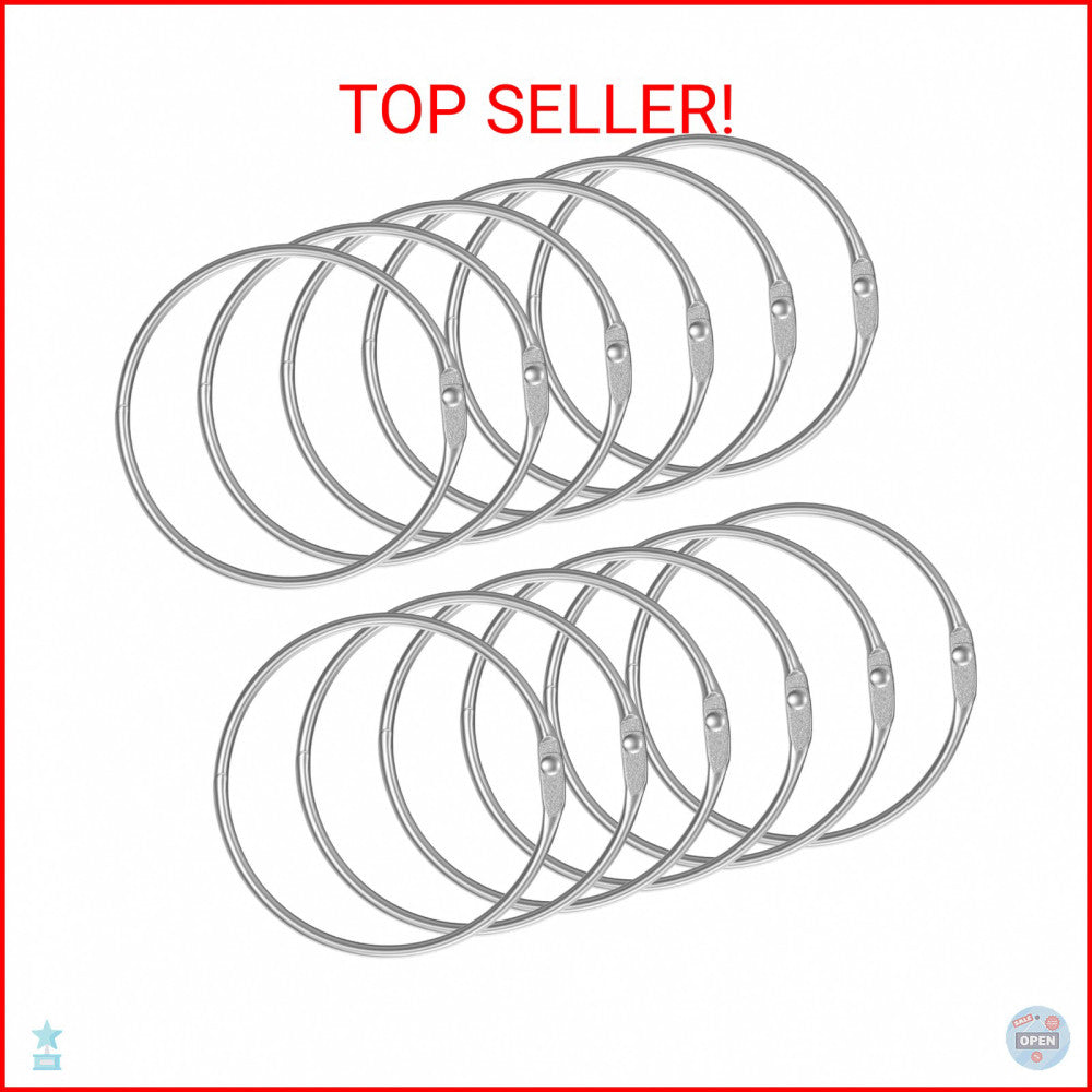 Pawfly Loose Leaf Binder Rings 2 Inch Smooth Steel Book Rings for Index Cards Fl