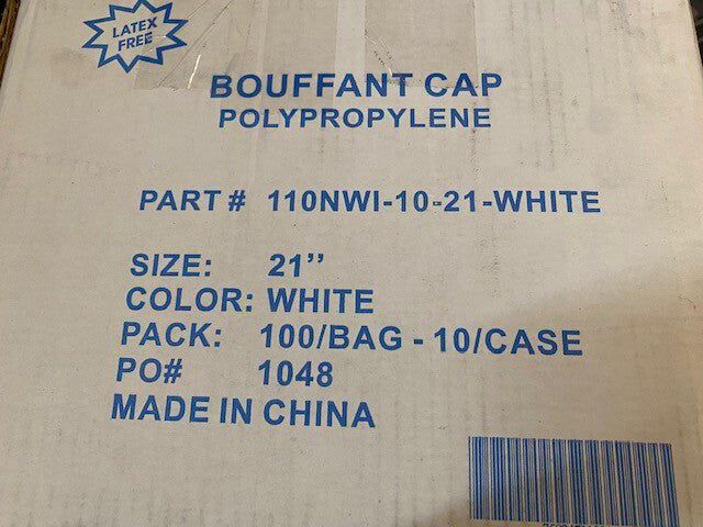 (Case of 1,000) Keystone Bouffant Cap, 21In, White