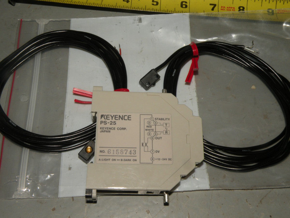 KEYENCE PS-55 (PS-55T+PS-55R) Photoelectric Sensor Switch & PS-25 Amplifier
