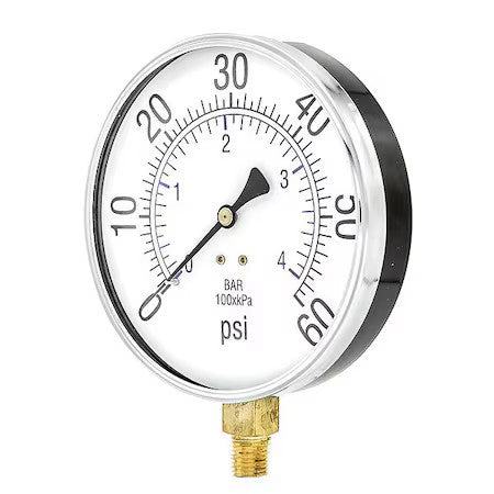 Zoro Select 101D-454D Pressure Gauge, 1/4 In Npt, Bottom Location
