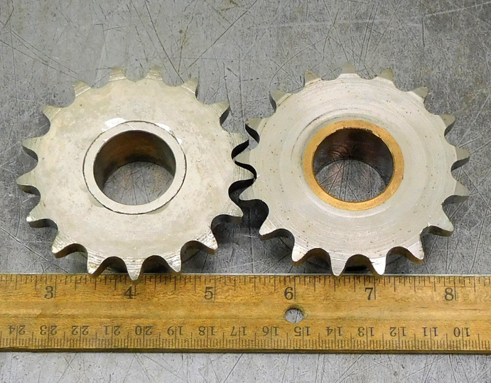 Browning 40B17 Roller Chain Sprocket #40 17 Teeth 1" Bore Lot of Two (2)