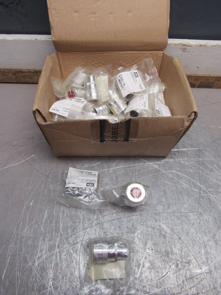 BOX OF 37QTY KILLARK ZS103 SHC1021 1/2" CORD CONNECTORS ALUMINUM RED NEW IN BOX