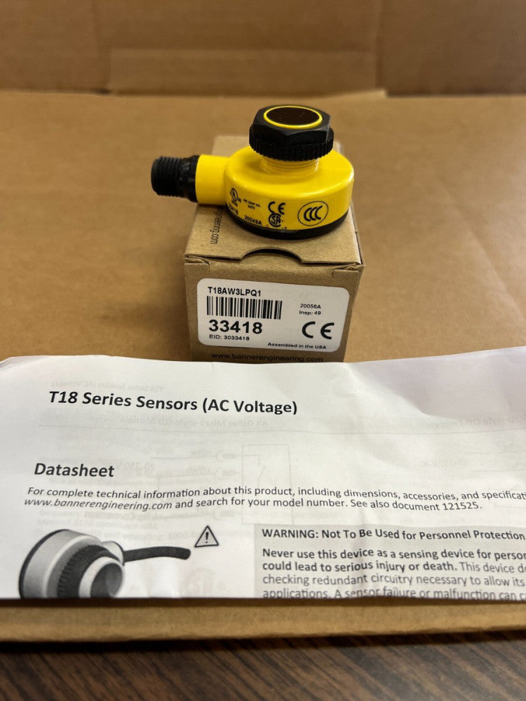 Banner 33419, Sensor Photoelectric EZ Beam, T18RW3LPQ1, MAKE OFFER!