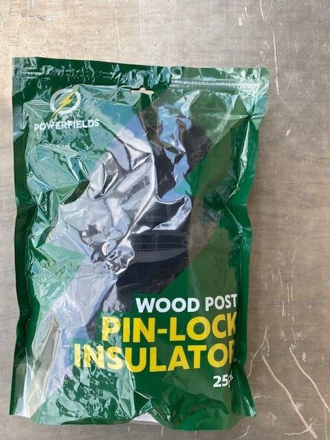 (25 Pack) R-Pl25-B Pin Lock Insulator/W Ood Post Black Powerfields