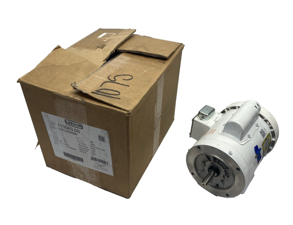 Leeson 113583.00 Washguard Motor 1HP 1PH 115/230V 3450 RPM 5/8" Shaft C6C34WK6M