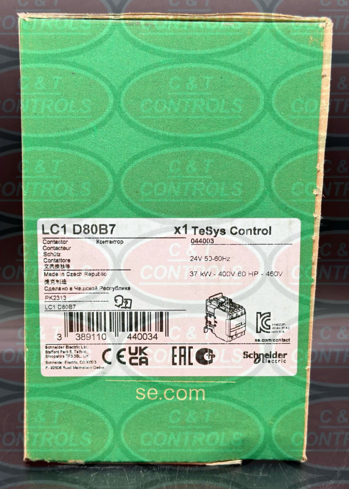 Square D LC1D80B7 3P 80A 24V AC Coil New In Box USA Stock