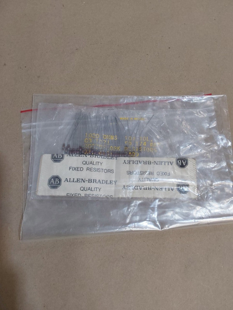 (32 PC)  ALLEN BRADLEY  RC07GF102K  RES,CARBON COMP,1/4 WATT,1.0k OHM,10%