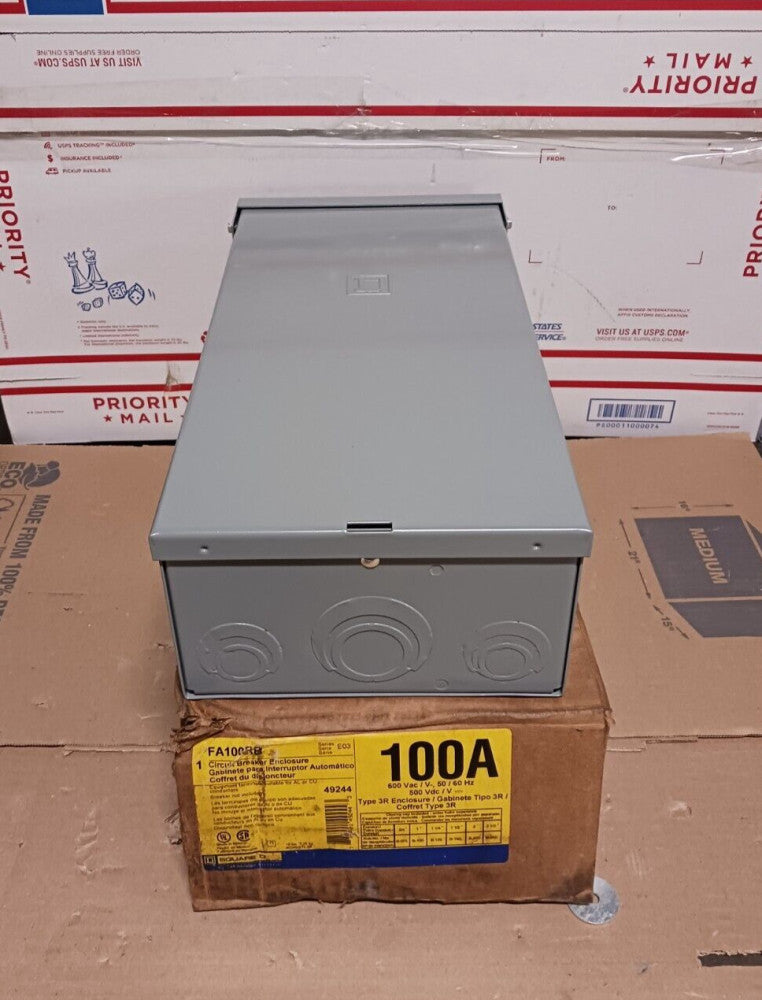 NEW SQUARE D FA100RB 100 AMP TYPE 3R CIRCUIT BREAKER ENCLOSURE 600 VAC 500 VDC