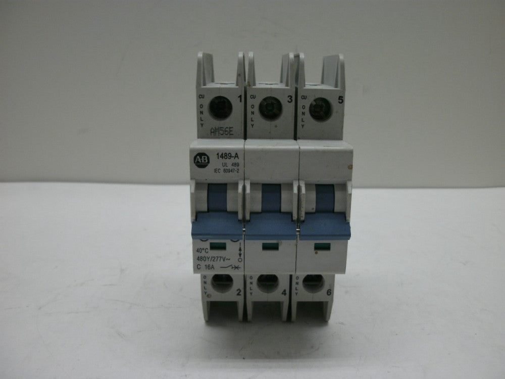 ALLEN BRADLEY 1489-A3C160 SER A CIRCUIT BREAKER 16 AMP 3 POLE 480Y/277V~