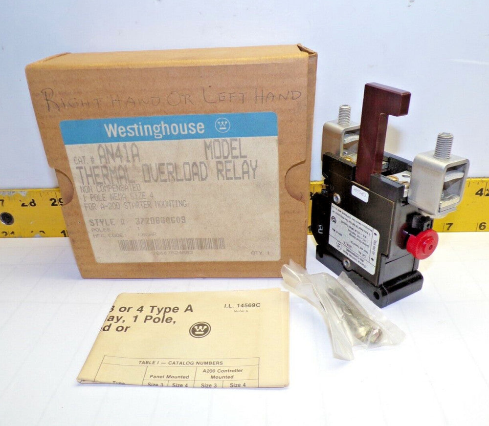 NEW WESTINGHOUSE SIZE 4 THERMAL OVERLOAD RELAY 600 VAC 1 POLE  AN41A