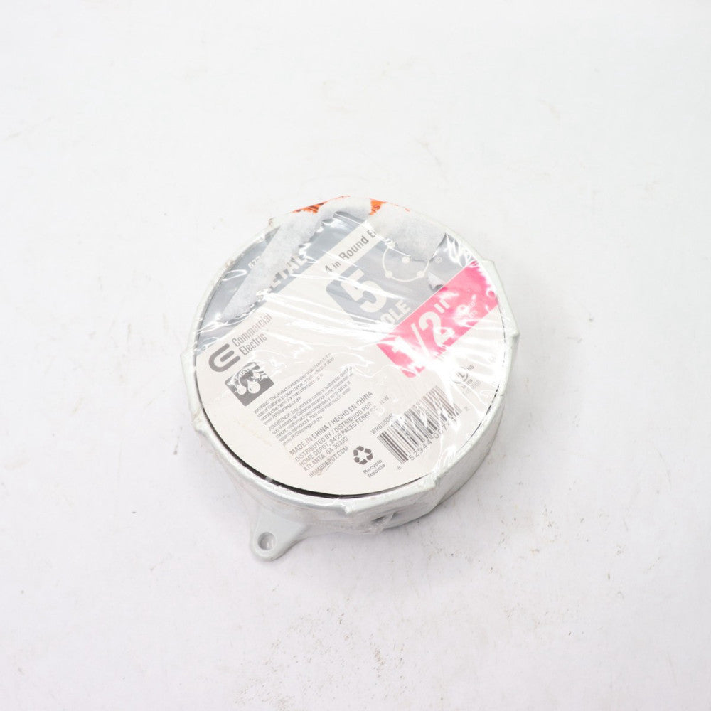 Commercial Electric Round Weatherproof Box with Holes White 1/2" x 4" WRB550W