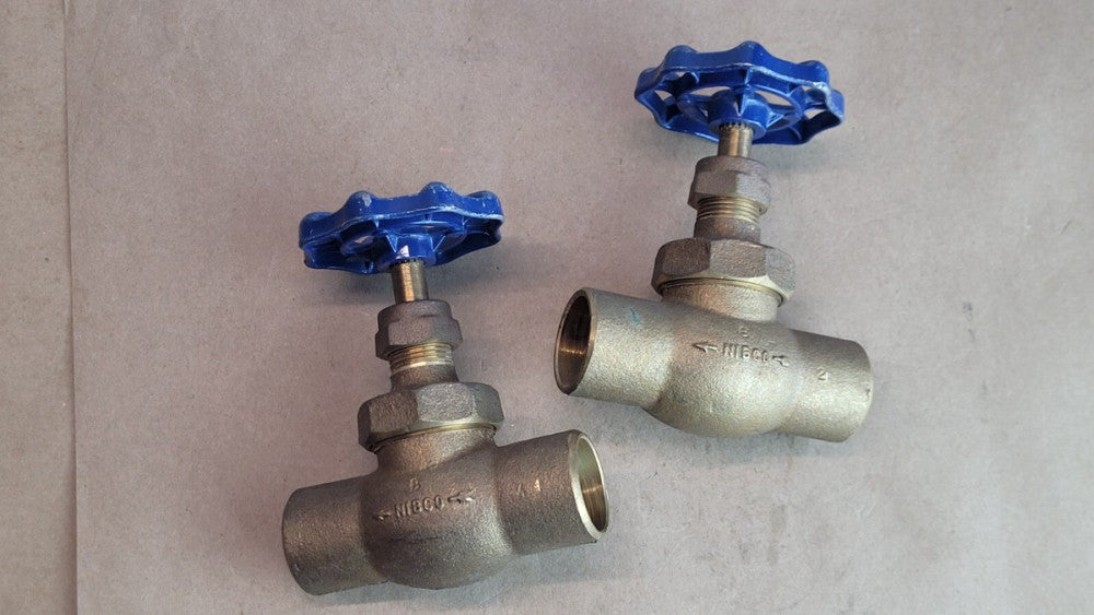 Lot of 2 Nibco 1" Bronze Globe Valves Solder Connection