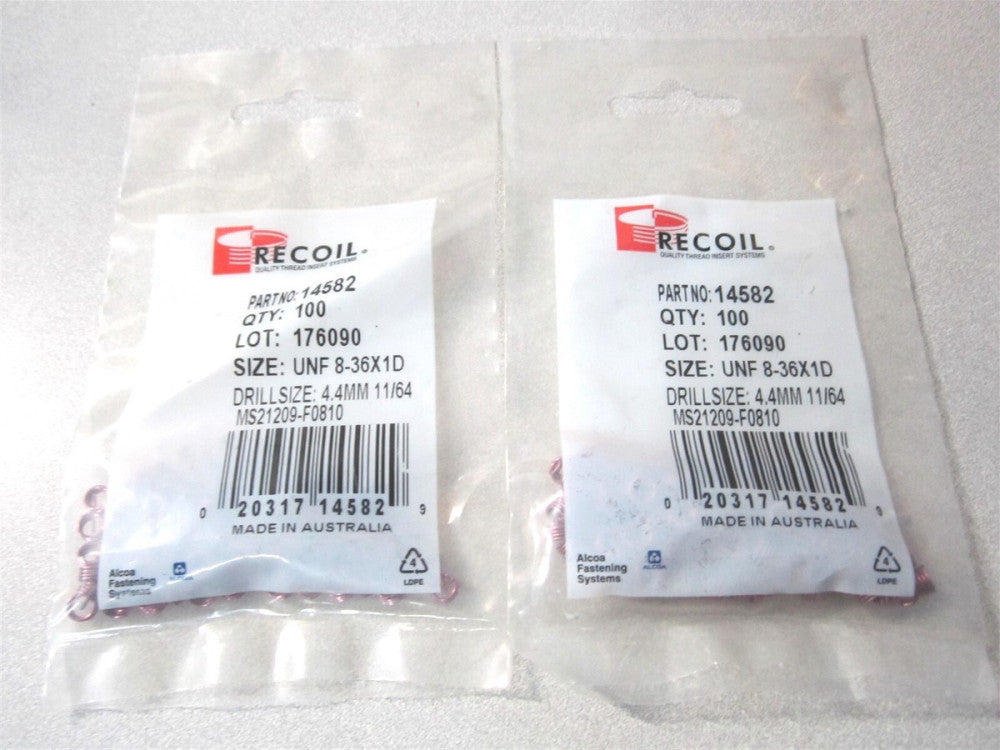 Recoil (14582) #8-36 Stainless Steel Screw-Locking Insert 100ct. - Lot of 2