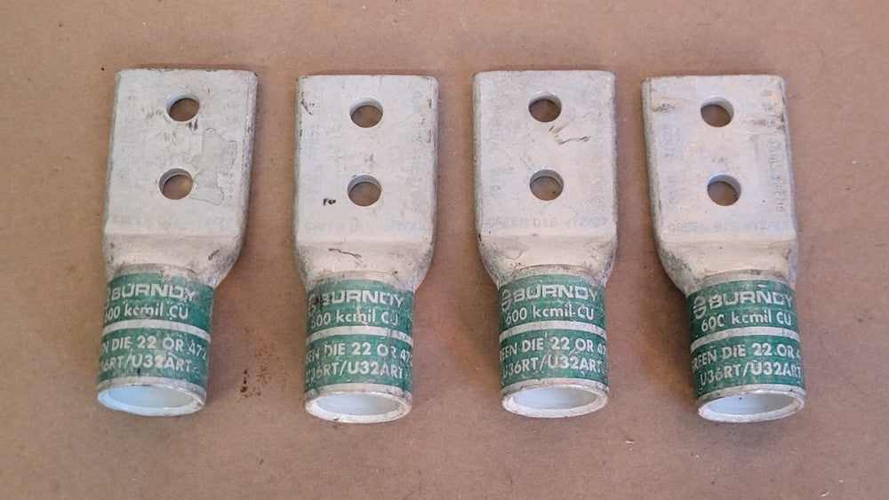 Lot Of 4 Burndy YA36L-2TC38 Compression Lugs 600 kcmil CU