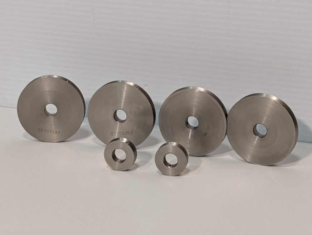 Lot of 6 Aluminum Single Groove Take-Up V Pulleys 50mm OD, 22mm OD, 10mm Bore