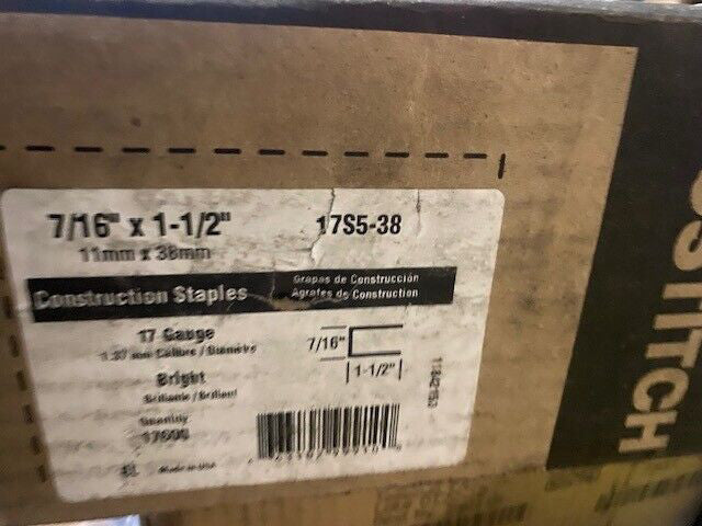 (CASE OF 17,600) Bostitch 17S5-38 7/16" x 1-1/2" 17-Gauge Medium Wire Staples