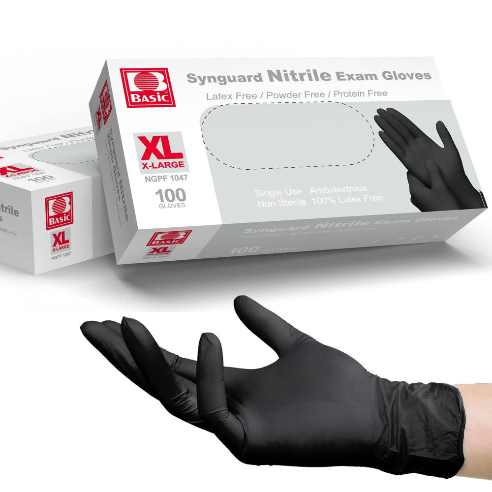 Medical Black Nitrile Exam Gloves - Latex-Free & Powder-Free, 5 mil Gloves, N...
