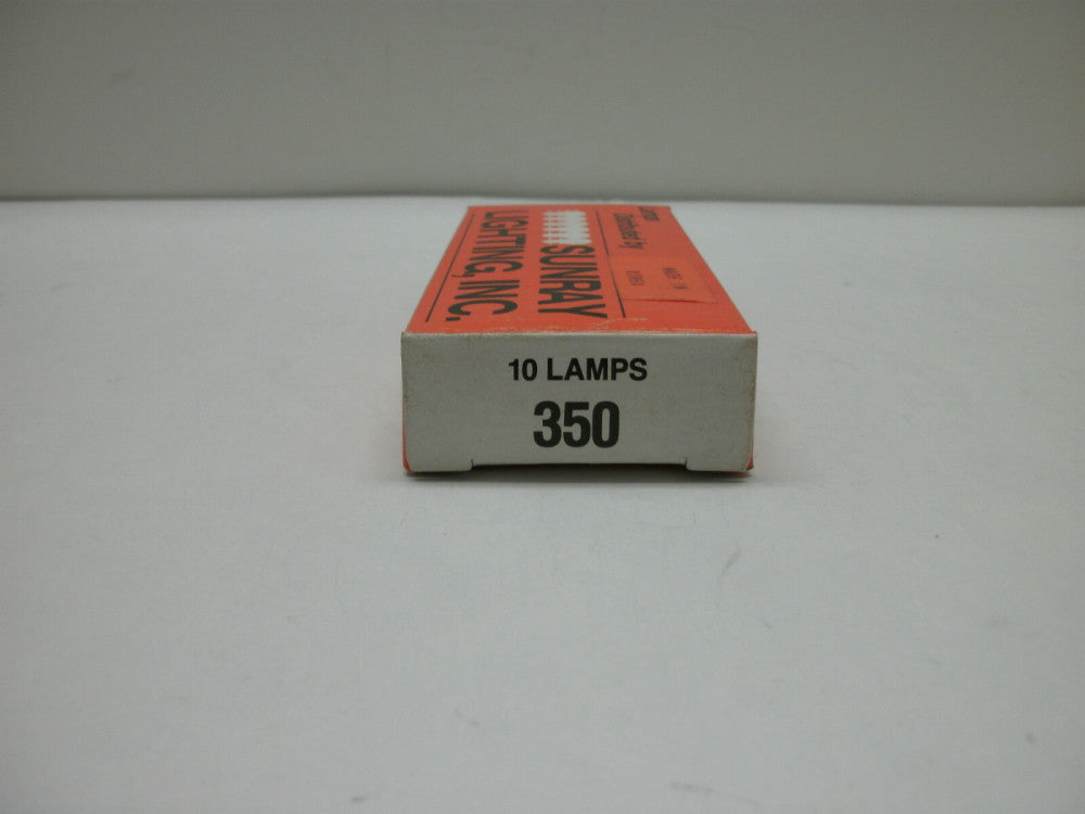 SUNRAY 350 MINIATURE LAMP BULBS 6.3V 0.15A MIDGET FLANGE (LOT OF 10) NEW IN BOX