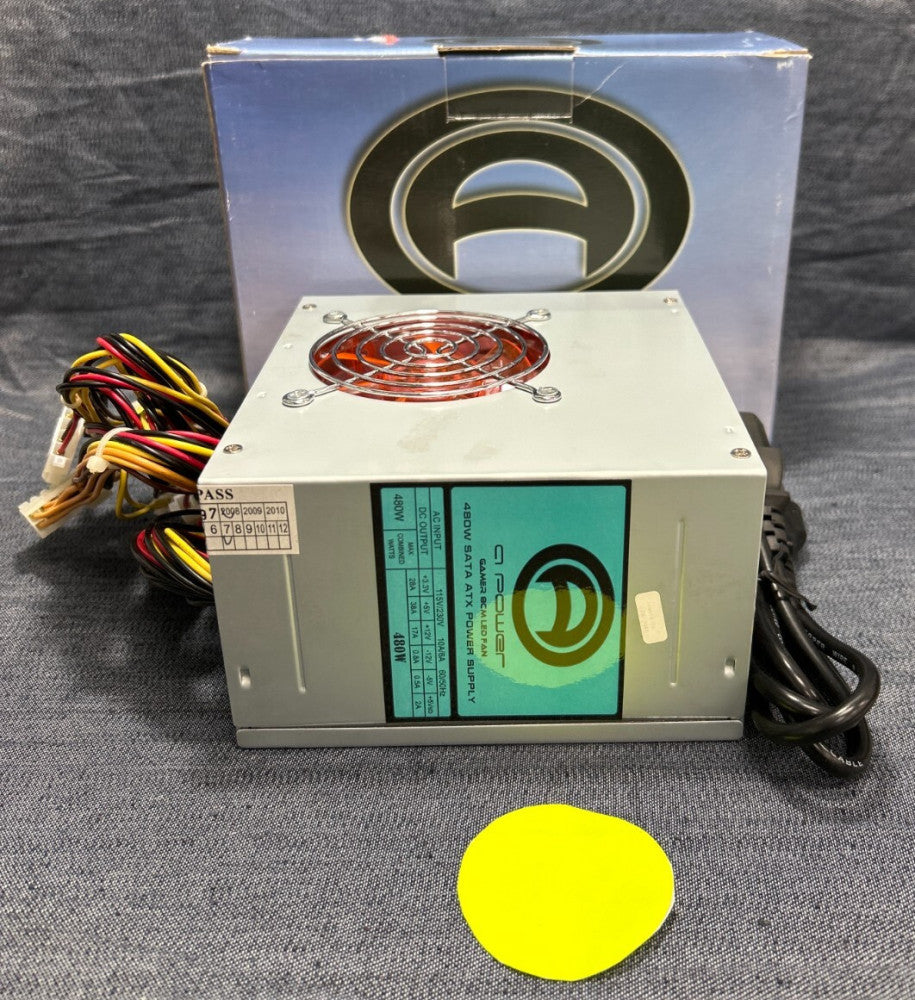 A POWER 480W SATA ATX POWER SUPPLY W/GAMER LED FAN 115/230V 10A/6A 60/50HZ
