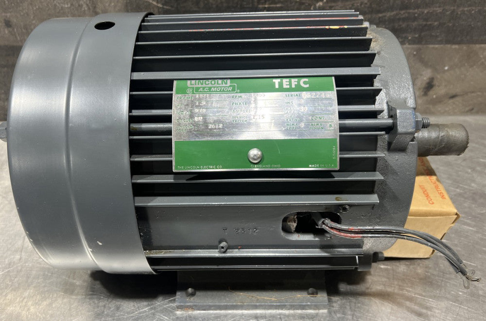 Nos Surplus LINCOLN 1.5 HP 3 PHASE MOTOR /  575 VOLT 1155 RPM