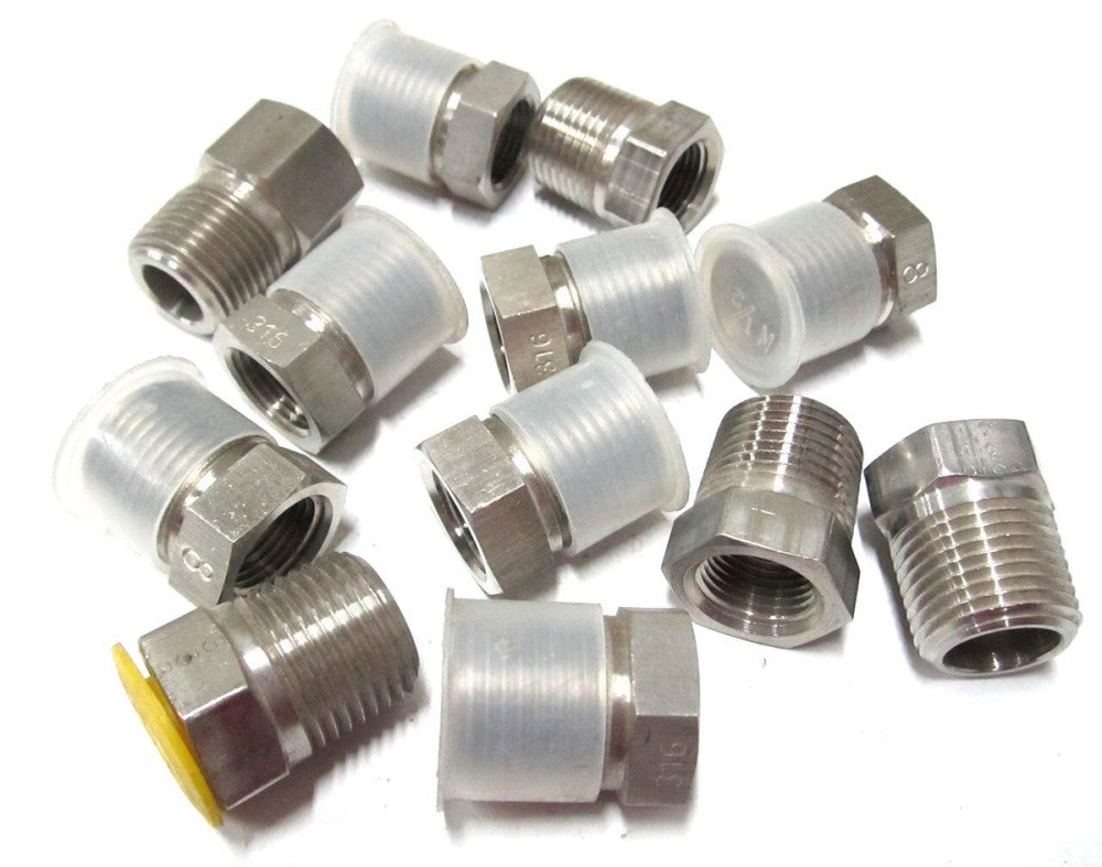 Brennan (SS-5406-08-06) 3/8 FPR x 1/2 MPR Stainless Straight Adapter - 12 QTY