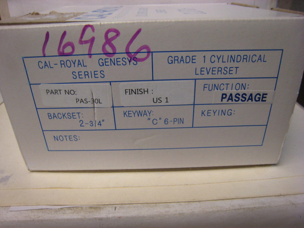 Cal-Royal PAS 30L US1  Cylindrical Grade 1 Leverset Clutch, Genesys Series