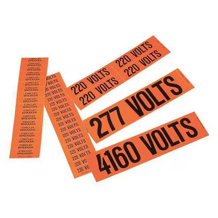 PANDUIT PCV-120/208BY Voltage Marker,Vinyl,120/208 Volts,PK5