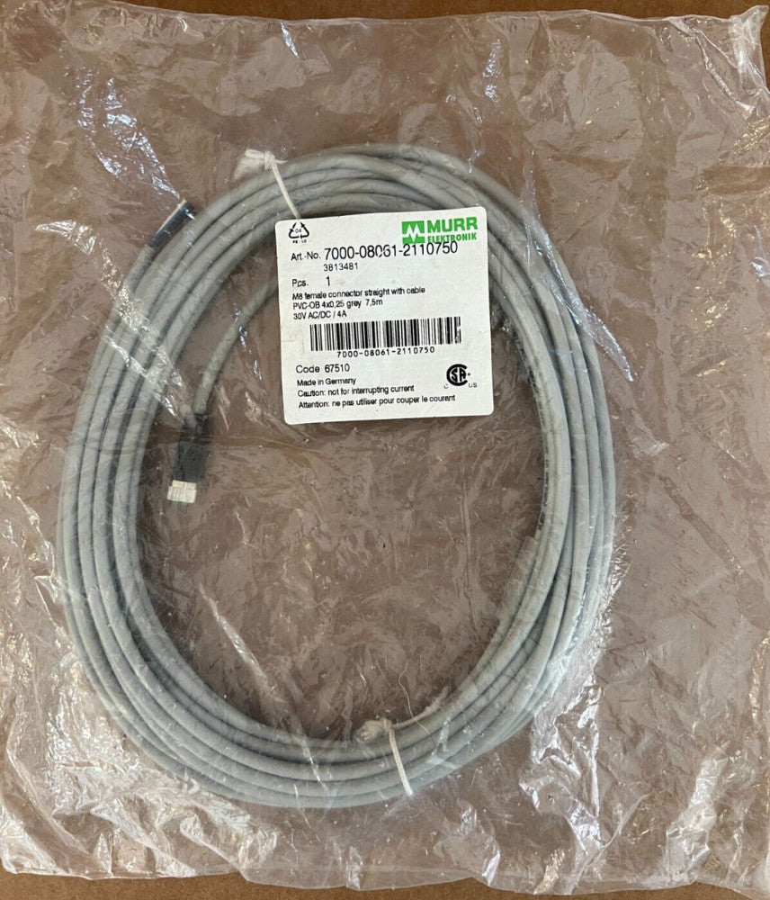 MURR ELEKTRONIK, 7000-08061-2210750, 30V AC/DC 4A CABLE, MAKE OFFER!