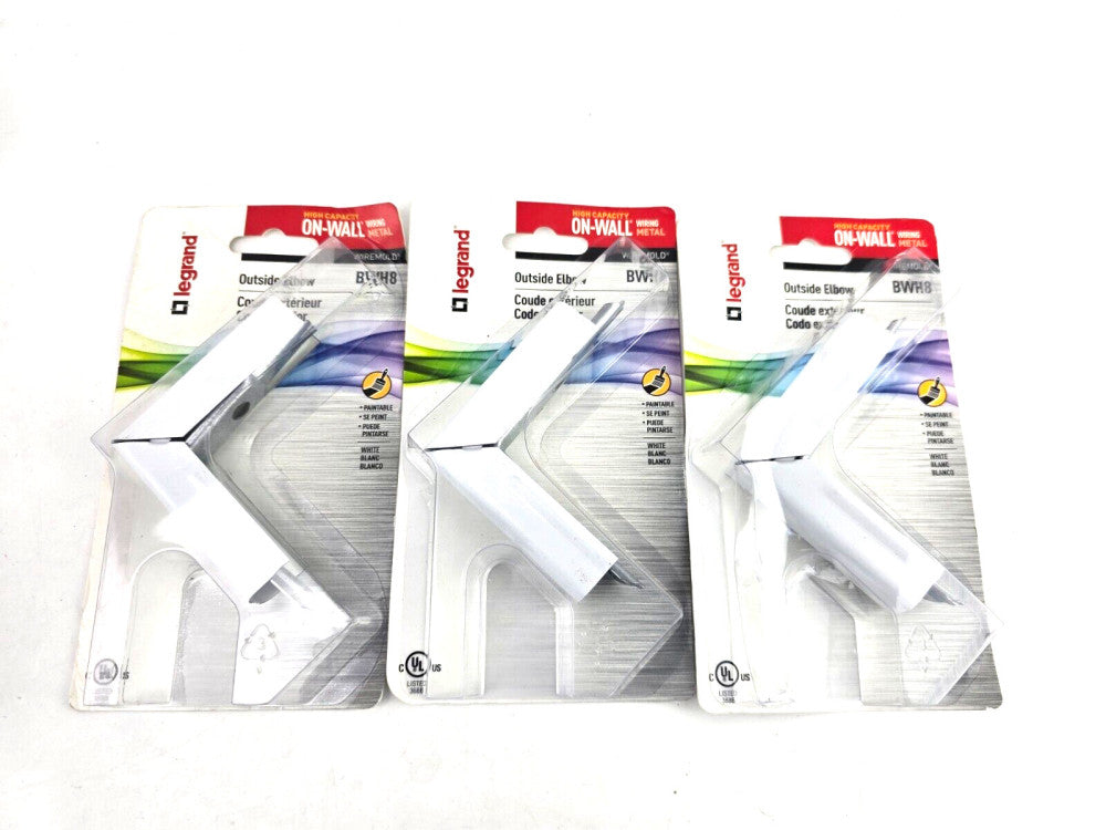 3pcs Legrand Wiremold 700 Series BWH8 Raceway Outside Elbow White
