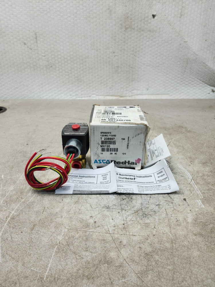 NEW IN BOX ASCO SOLENOID VAVLE 1/4'' 60HZ 8.1W EF8262H013