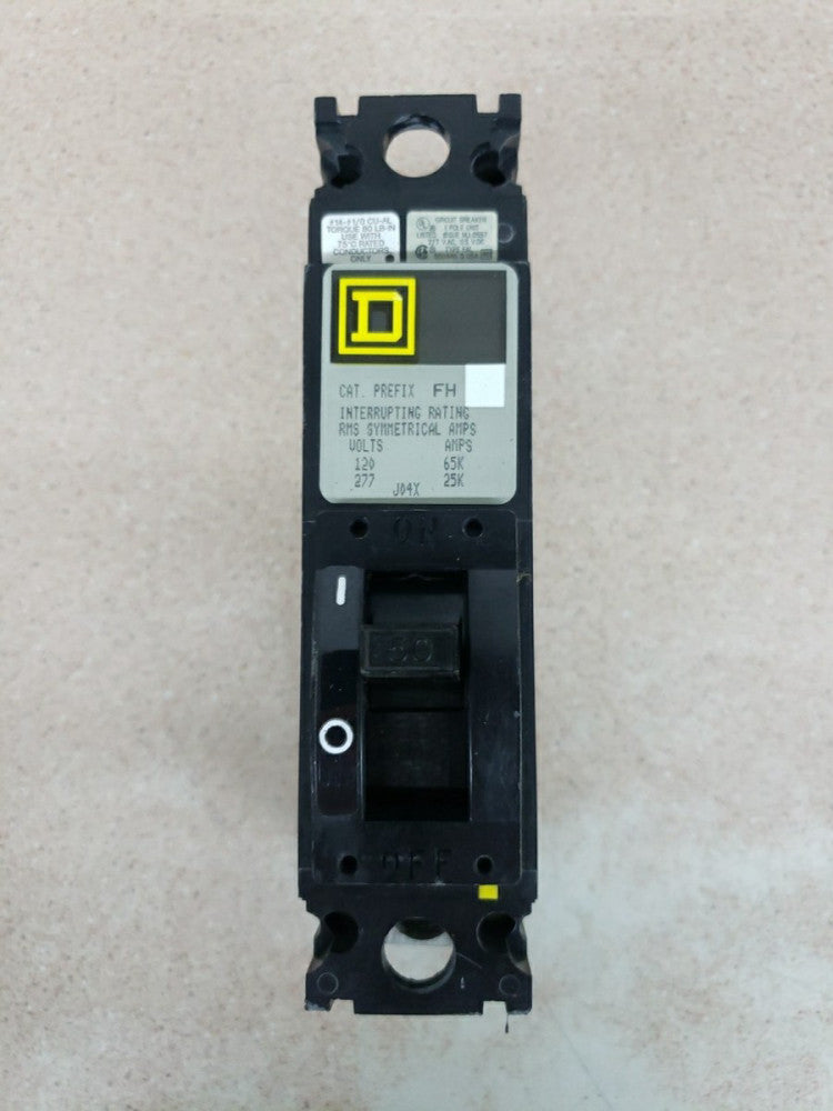 New Old Stock SQUARE D FHL16050 50 AMP SINGLE POLE CIRCUIT BREAKER 277 VAC
