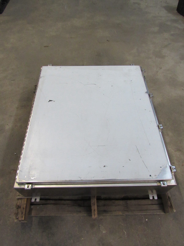 E-BOX STAINLESS STEEL SINGLE DOOR ENCLOSURE PT#S423608N4X TYPE-4X WALL MOUNT NEW