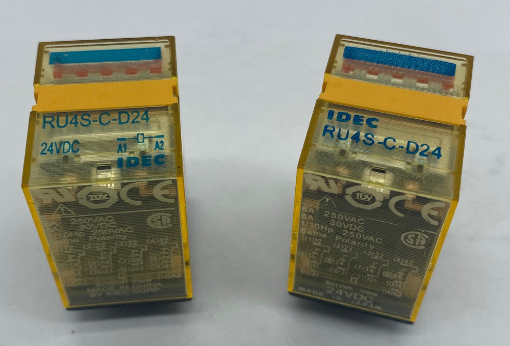 Idec RU4S-C D24 Power Relay 24VDC 6Amp Lot of 2