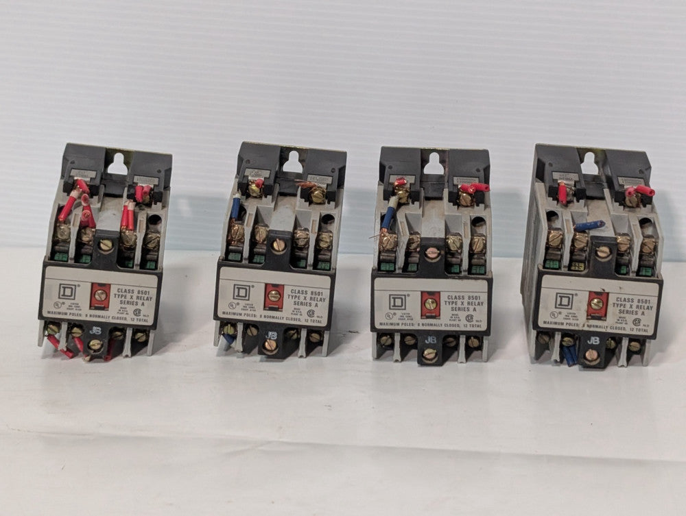Lot of 4 Square D Class 8501 Type X Series A Industrial Control Relay, 12 pole