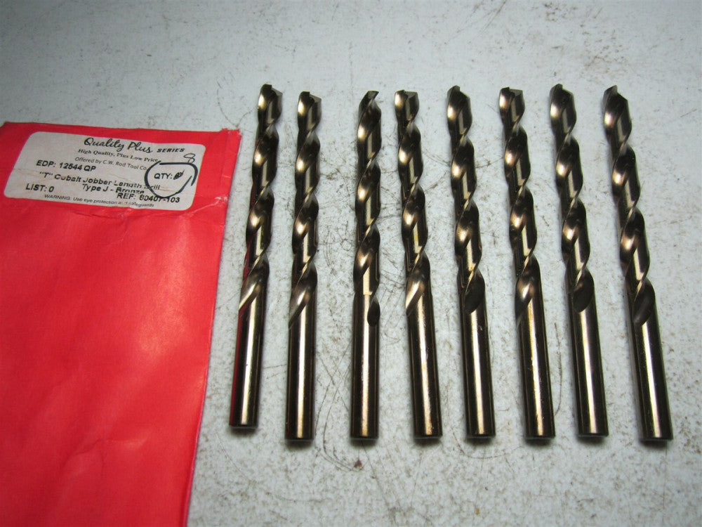 Quality Plus (12544) Type J Bronze T Cobalt Jobber Length Drill - Pack of 8