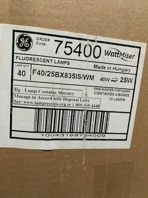 (Case of 40) GE Watt-Miser 75400 - F40/25BX835IS/WM CFL 40w/25w Watt 3500K 4 pin